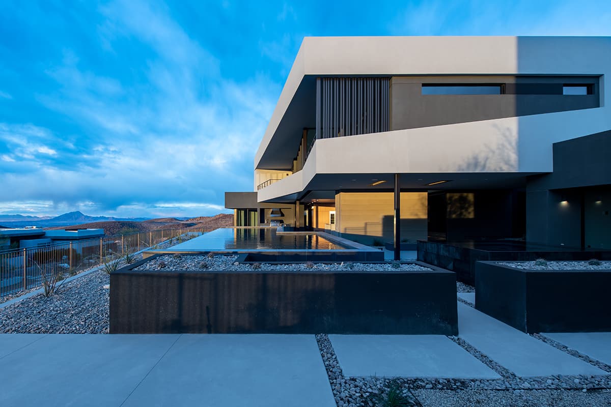 Modern luxury home in Ascaya with infinity-edge pool and contemporary desert architecture